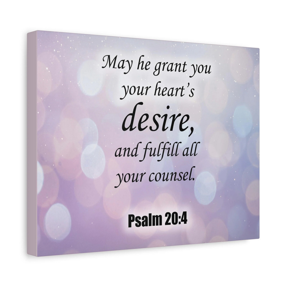 Bible Verse Canvas Fulfill All Your Counsel Psalm 20:4 Christian Home Decor